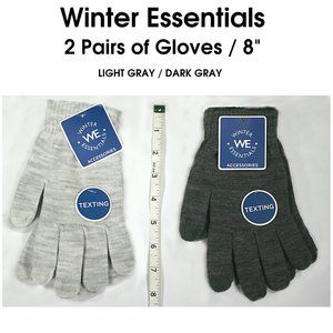 2 Sets 8" TEXT FRIENDLY Gray Winter Glove Sets